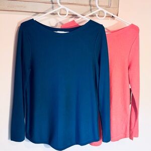 Chico's Classic Soft Long Sleeve Pullover Sweaters (2), Orange (NWT) and Blue